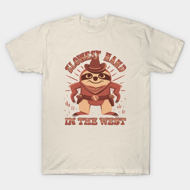 Funny Sloth Cowboy T-Shirt by aaronsartroom